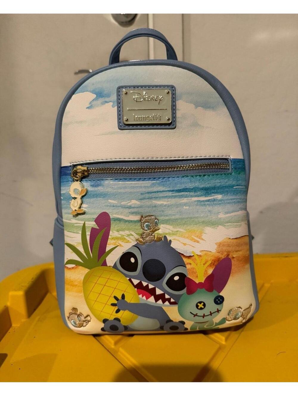 Loungefly Stitch & Scrump Ducklings Pineapple Mini Backpack Euc